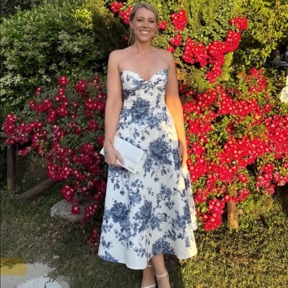 Jenny Yoo Amelia Print blue floral dress
